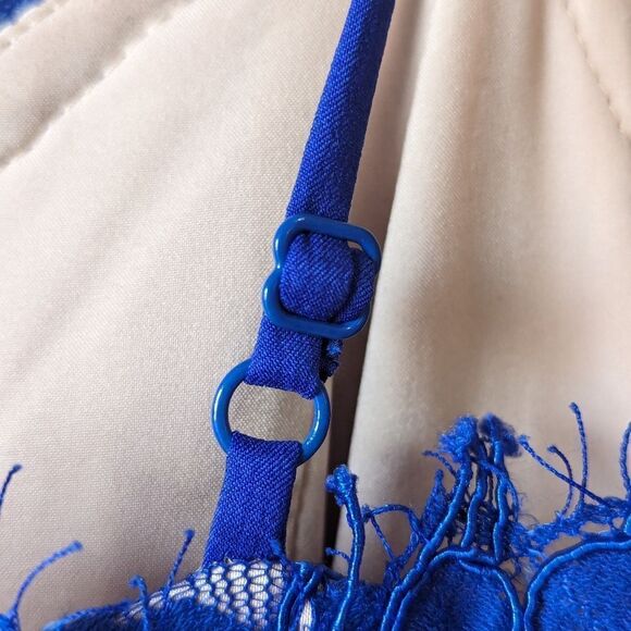 Eliza J Lace Cobalt Blue Illusion Dress Women's Sz 10 Pockets Adjustable NWOT - Picture 11 of 16